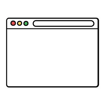 Vector illustration of a generic internet browser window line icon with a minimalist window frame, address bar and tab strip representing web browsing interface design concepts.