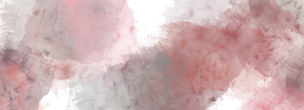 Smoky pink and grey watercolor texture, abstract charcoal ash ink wash dusty rose splash isolated PNG on transparent background