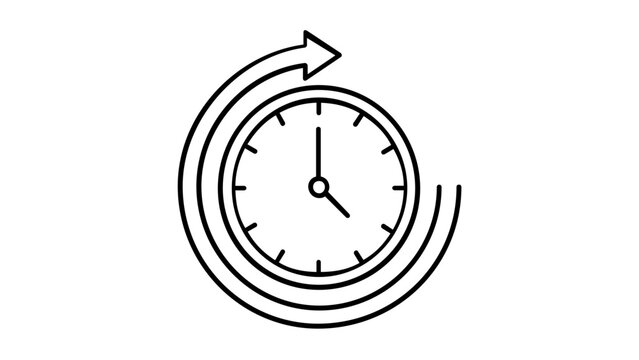 Vector illustration of a flexible working hours clock face line icon depicting a clean clock outline with adaptable time hands for remote work and schedule flexibility application concepts.