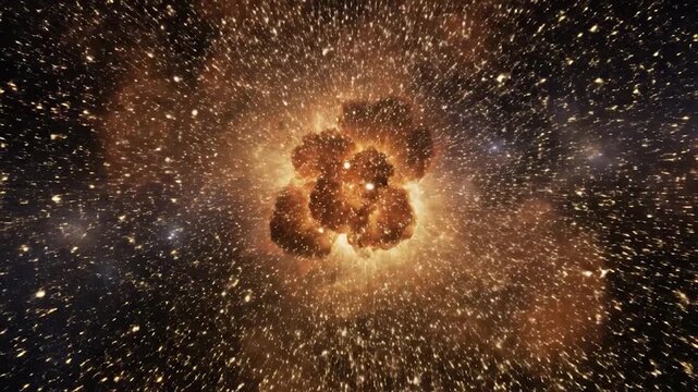 A massive supernova explosion illuminates the dark outer space