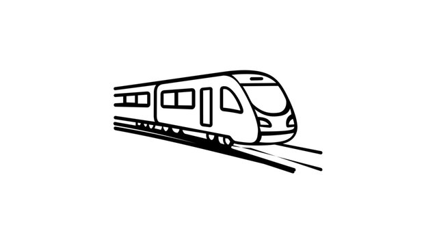 Vector illustration of a high speed commuter passenger train line icon with a refined outline of a fast intercity rail vehicle for transport and mobility graphics