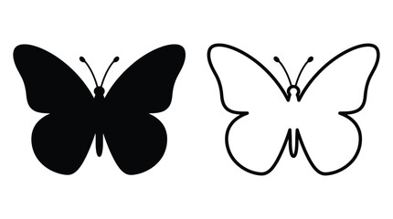 Butterfly Silhouette And Outline On White Background © Soniya