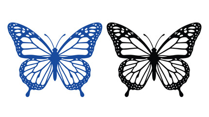 Butterfly Silhouettes Blue And Black Isolated On White Background © Kaium