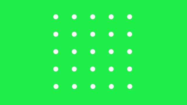 White dots grid pattern isolated on green screen chroma key background for modern creative video templates