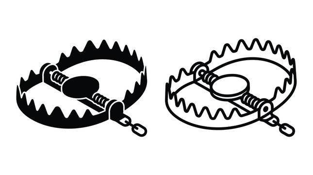 Mouse trap silhouettes on a white background vector illustration