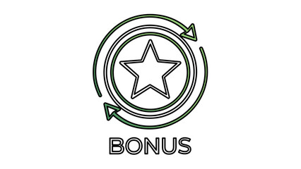 Fototapeta premium Vector illustration of a reward points shiny star badge line icon symbolizing loyalty rewards and ecommerce customer points achievement system.