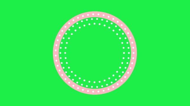 Pink ring with white dotted circle isolated on green screen chroma key background for modern creative video templates