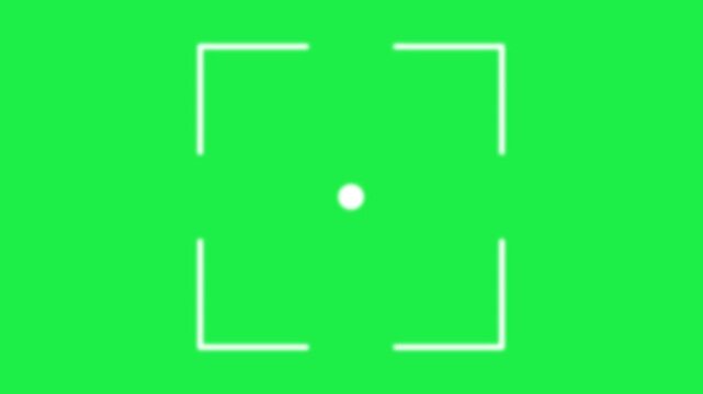White camera viewfinder focus indicator isolated on green screen chroma key background overlay video templates