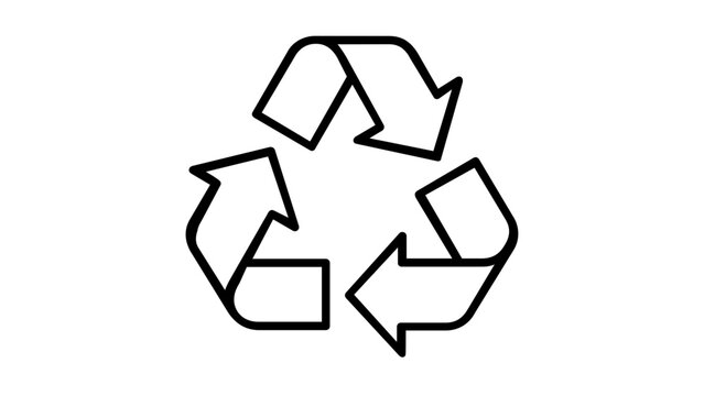 Vector illustration of a recycle symbol line icon in a flat minimalist style depicting the universal recycling arrows to represent environmental sustainability and waste reduction concepts.