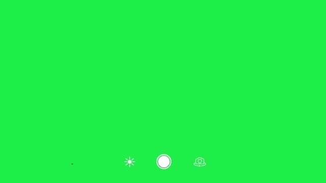 White smartphone camera recording viewfinder layout isolated on green screen chroma key background overlay templates