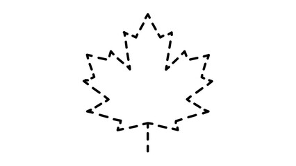 Naklejka premium Vector illustration of a maple leaf line icon with the classic five-lobed pointed form of the Canadian maple rendered in flat minimalist line art, suitable for nature, autumn, national and botanical t