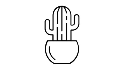 Fototapeta premium Vector illustration of a plant in a decorative pot line icon with minimalist flat design, clean outlines and simple strokes ideal for home decor, lifestyle and nature themed design use.
