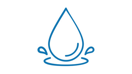 Fototapeta premium Vector illustration of a falling raindrop line icon featuring a graceful teardrop outline that symbolizes rain, freshwater, and natural precipitation with crisp minimal linework.