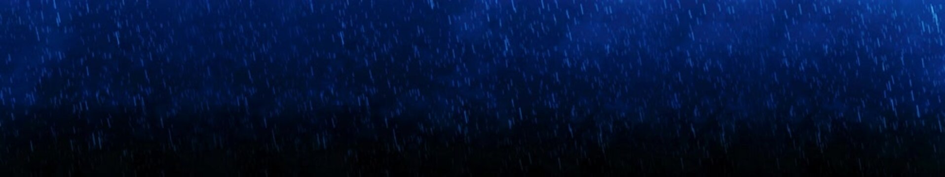 Realistic Blue Night Rain Overlay Falling Raindrops on Dark Background Motion Effect &mdash; Widescreen Loop