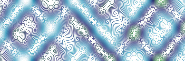 Fototapeta premium Abstract mathematical topographic pattern with multipeak contours and ocean inspired gradients for futuristic design backgrounds