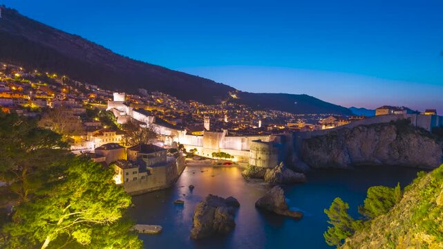 Dubrovnik, Croatia time lapse in the morning.