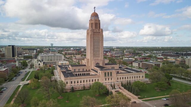 Lincoln, Nebraska, USA downtown city skyline with the state capitol