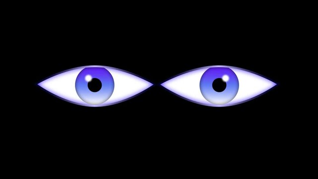 Cartoon eyes sign animation on sneer eye blinking moving sideways animated,featuring dynamic comic style pupil movement, creative funny eye blinking sequence overlay clip for motion design. 4k video