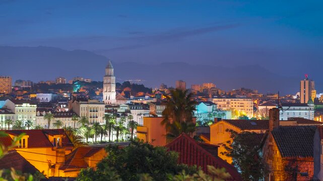 Split, Croatia city skyline with mountains in the background the Adriatic Se