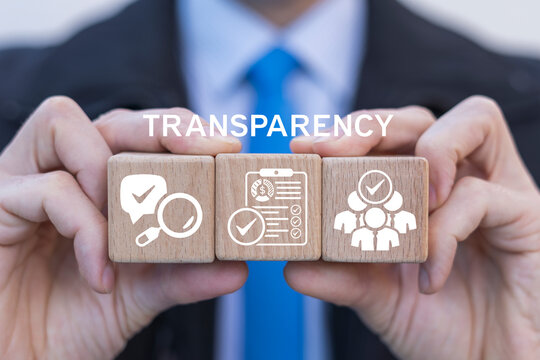 Concept of business transparency, honesty and accountability.