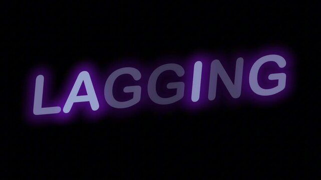 Funny Purple Neon Text 'LAGGING' with Continuous Loop and Clear Background, Perfect for Gamers and Streaming Overlays