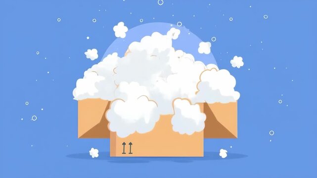 Animated delivery box with bubbles