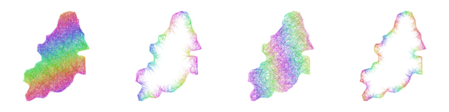 Rainbow color sketch Birmingham map design set