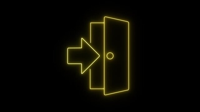 Logout icon animation on green screen, exit button motion graphic, sign out symbol video footage, log off animated clip.4k video.
