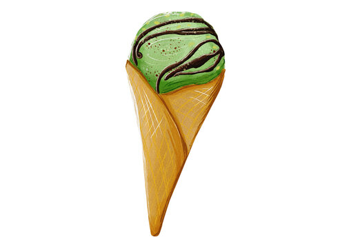Ice-cream made in Procreate in Watercolour technique. PNG file. 300 DPI