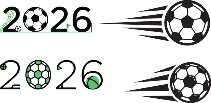 Year 2026 Football Tournament Typography and Ball Vector