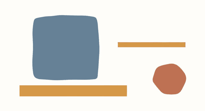Sketchy flat graphic illustration of a cropped dusty blue abstract rec
