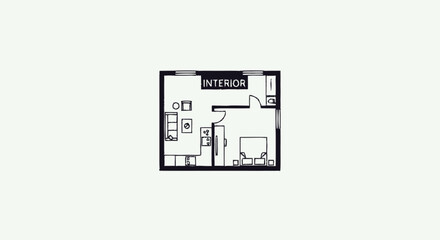 Fototapeta premium Partial minimalist hand-drawn floor plan illustration showing a room l