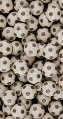 Fototapeta premium 3d soccer footballs in a pile, world cup soccer balls