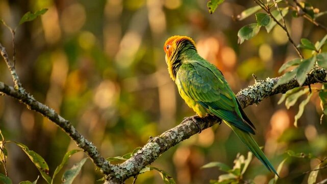 carolina parakeet close up at golden light north america extinct bird video