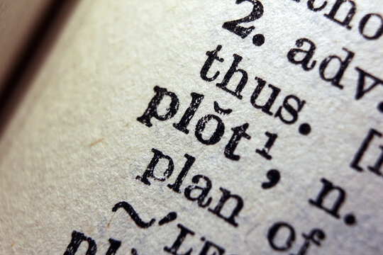 Word plot on dictionary page, macro close up