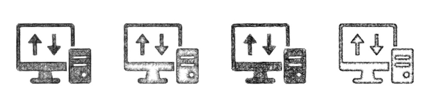 Sketch monochrome ftp icon design set