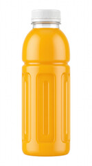Clear Plastic Bottle Filled With Vibrant Orange Fruit Juice © Laura