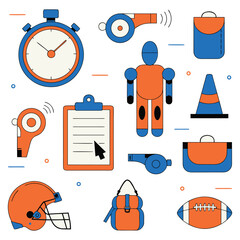 Abstract Geometric Sports Icons and Football Elements Vector Illustration Set © VectorMSbd 