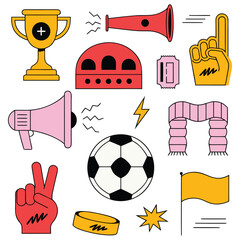Football Equipment and Soccer Accessories Flat Vector Icon Collection © VectorMSbd 