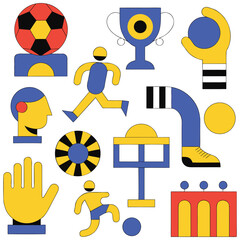 Abstract Geometric Sports Icons and Football Elements Vector Illustration Set © VectorMSbd 