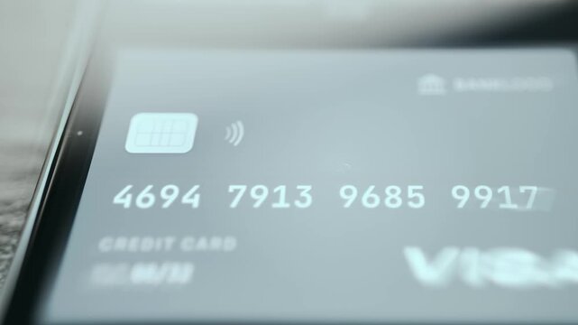 Digital rendering of a VISA credit card featuring a 16-digit number
