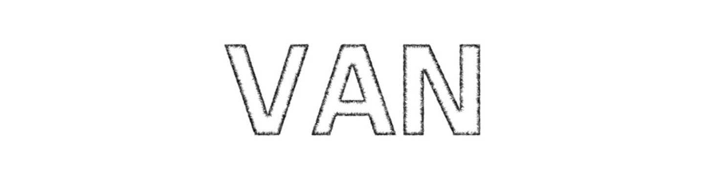 Sketch monochrome Van text design element