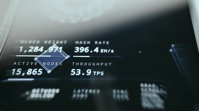 Dashboard displaying live statistics for a blockchain network