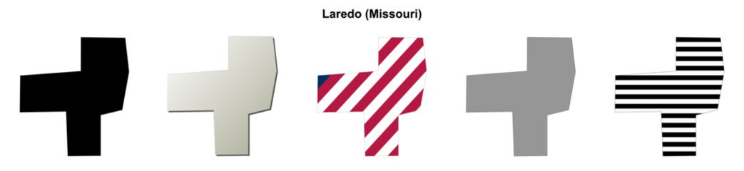 Obraz premium Laredo (Missouri) blank outline map set