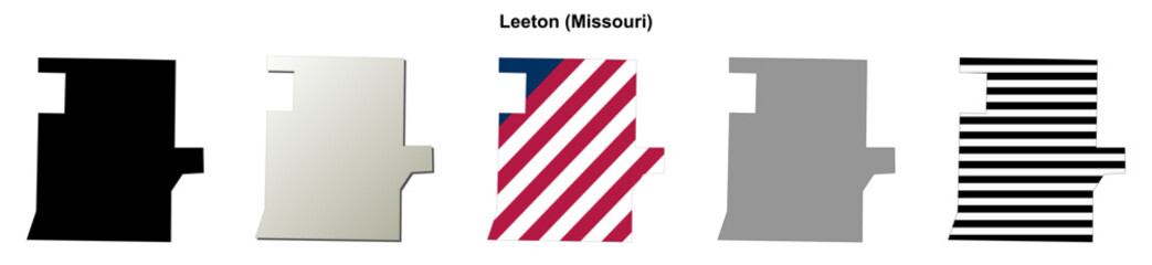 Fototapeta premium Leeton (Missouri) blank outline map set