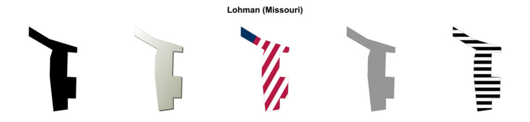 Obraz premium Lohman (Missouri) blank outline map set