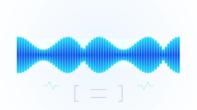 Abstract blue sound wave visualization with digital interface elements.