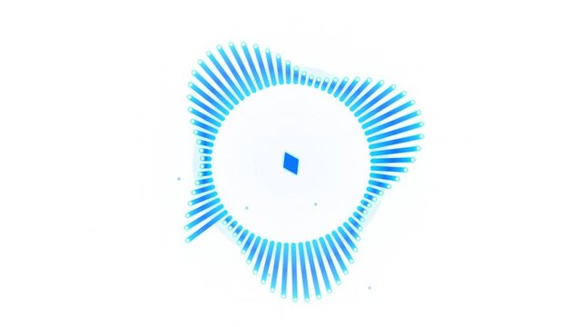 Abstract blue sound wave equalizer graphic on white background.