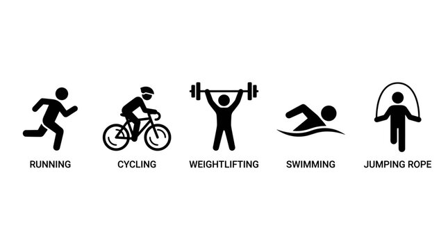 Set of Physical Fitness and Sports Activity Icons