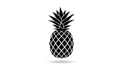 Obraz premium Black silhouette icon of a whole tropical pineapple fruit with crown leaves. Vector illustration on white background.